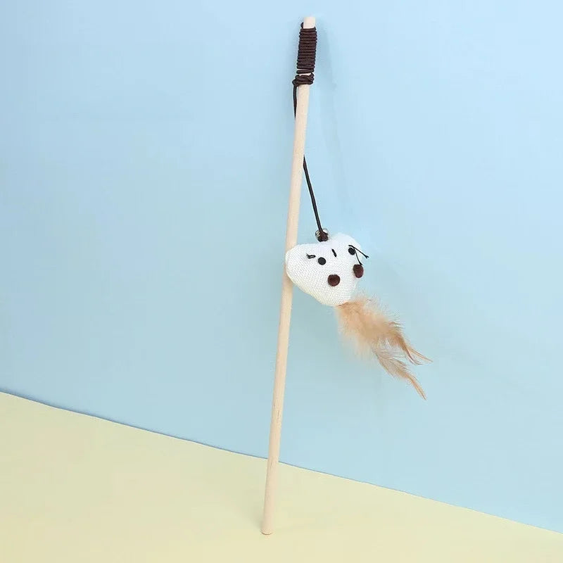 Colorful Feather Teaser Wand Toy for Cats