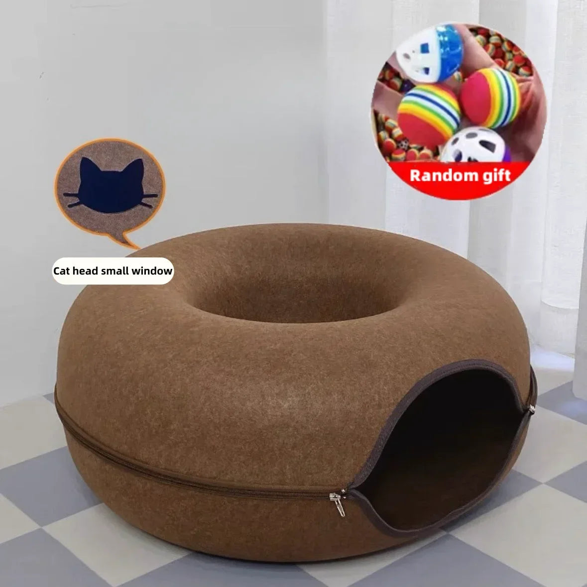 Double-Layer Felt Cat Nest and Interactive Tunnel