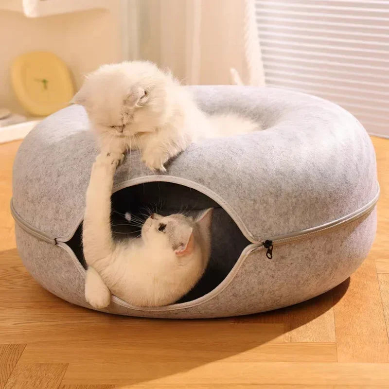 Double-Layer Felt Cat Nest and Interactive Tunnel