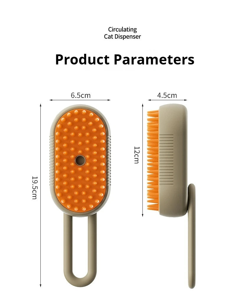 One-Button Spray Comb for Pet Hair Removal and Massage