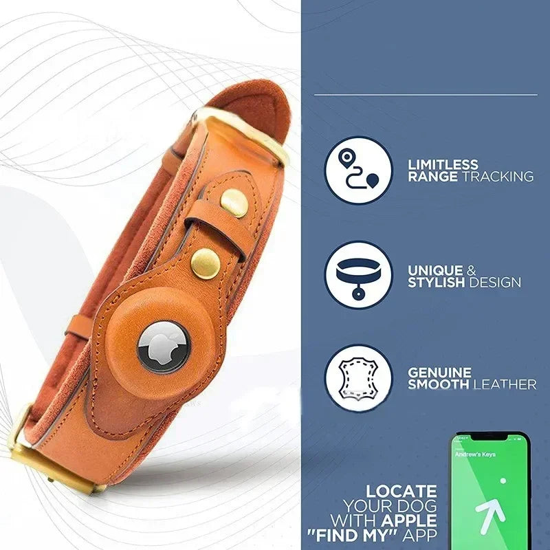 Genuine Leather Airtag Holder for Dog Collars