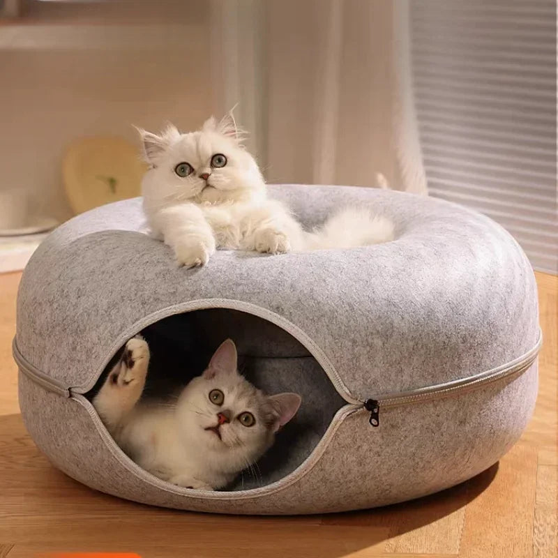 Double-Layer Felt Cat Nest and Interactive Tunnel