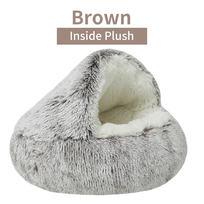 Winter Plush 2-in-1 Cat Bed and Warm Basket
