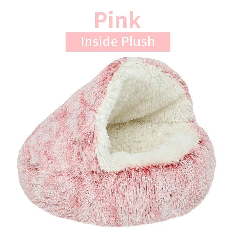 Winter Plush 2-in-1 Cat Bed and Warm Basket
