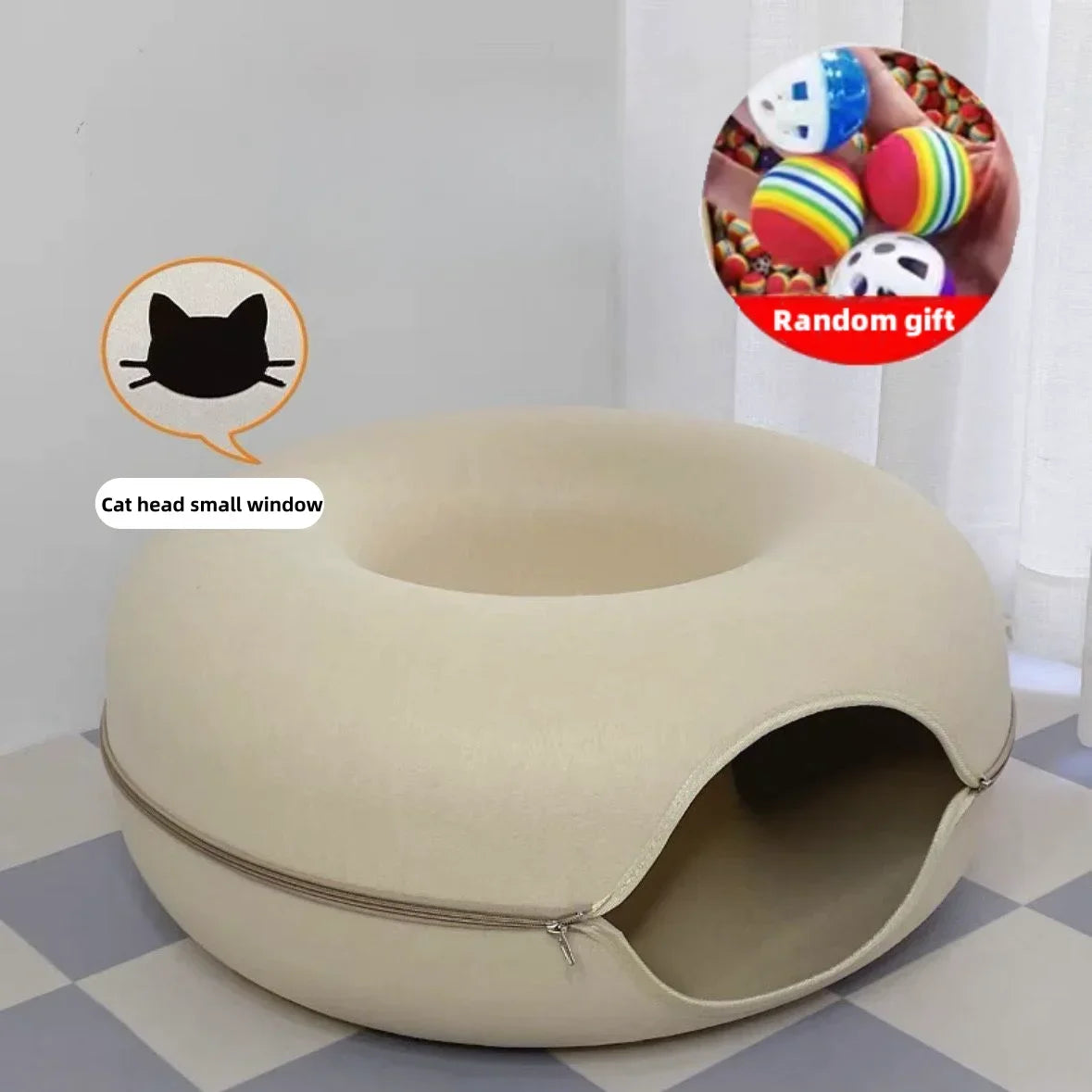 Double-Layer Felt Cat Nest and Interactive Tunnel
