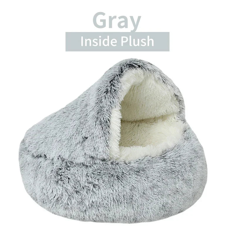 Winter Plush 2-in-1 Cat Bed and Warm Basket