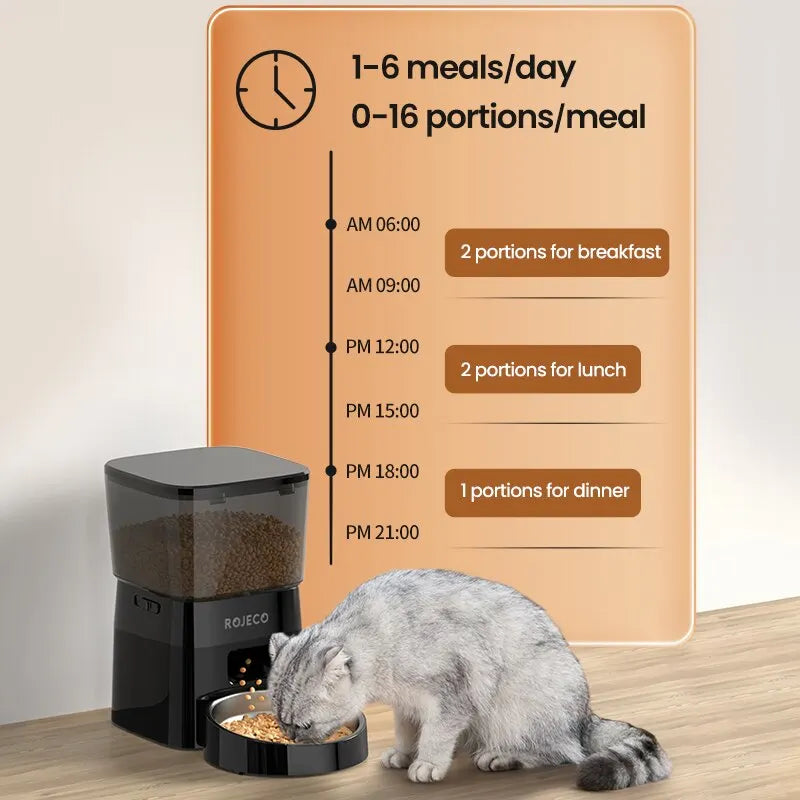ROJECO Smart Automatic Pet Feeder for Cats and Dogs