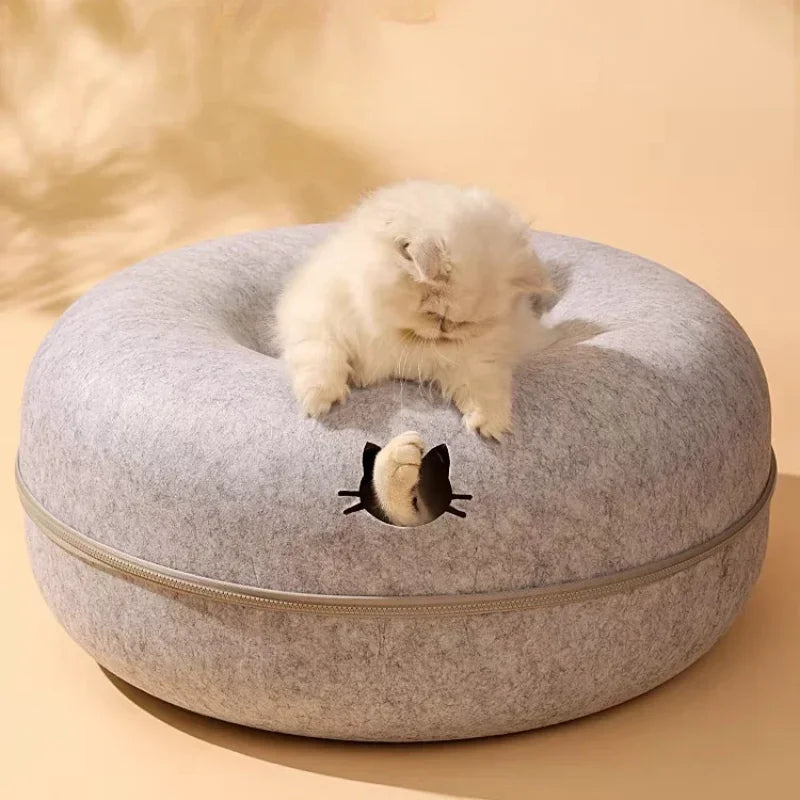 Double-Layer Felt Cat Nest and Interactive Tunnel