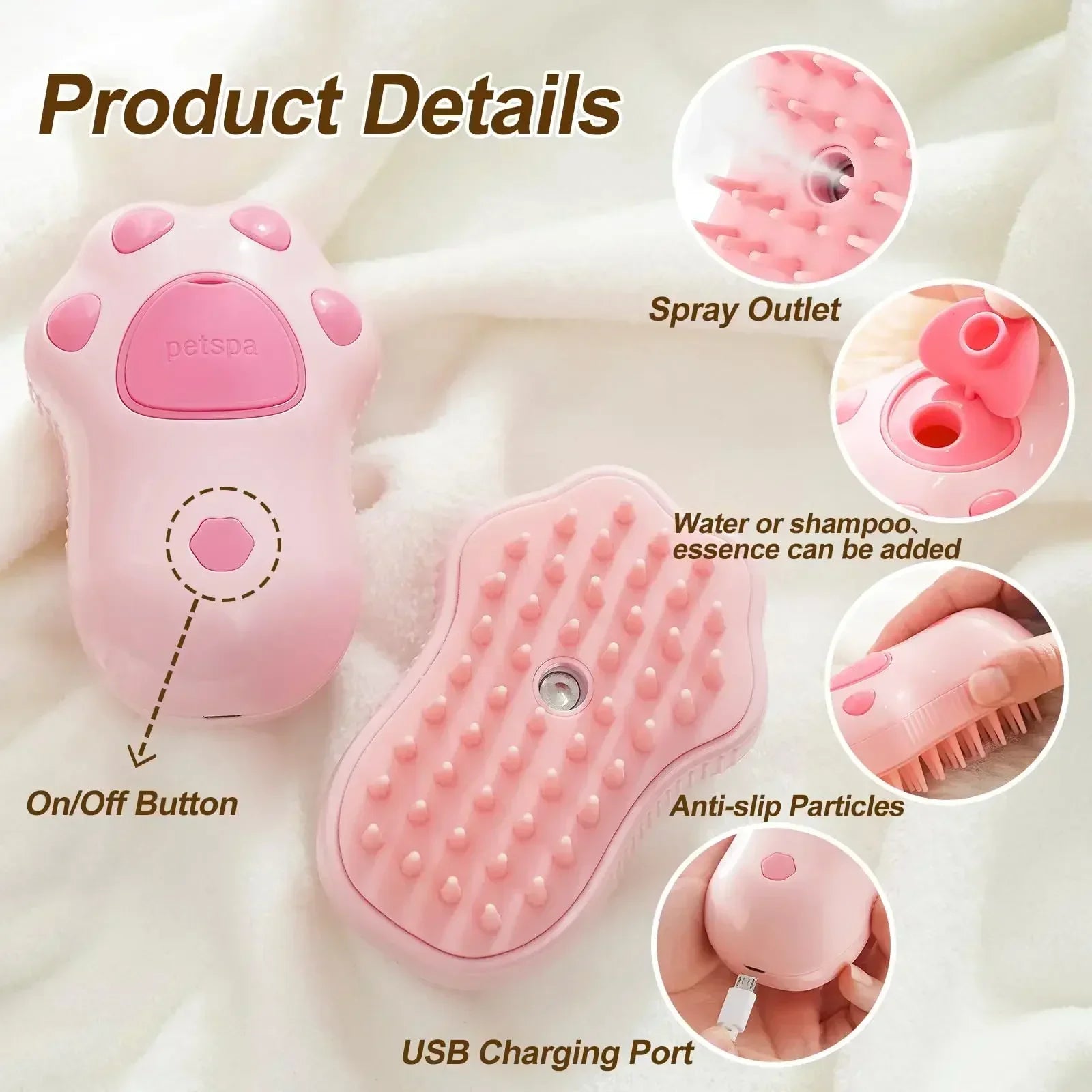 3-in-1 Electric Pet Grooming Brush and Spray Comb