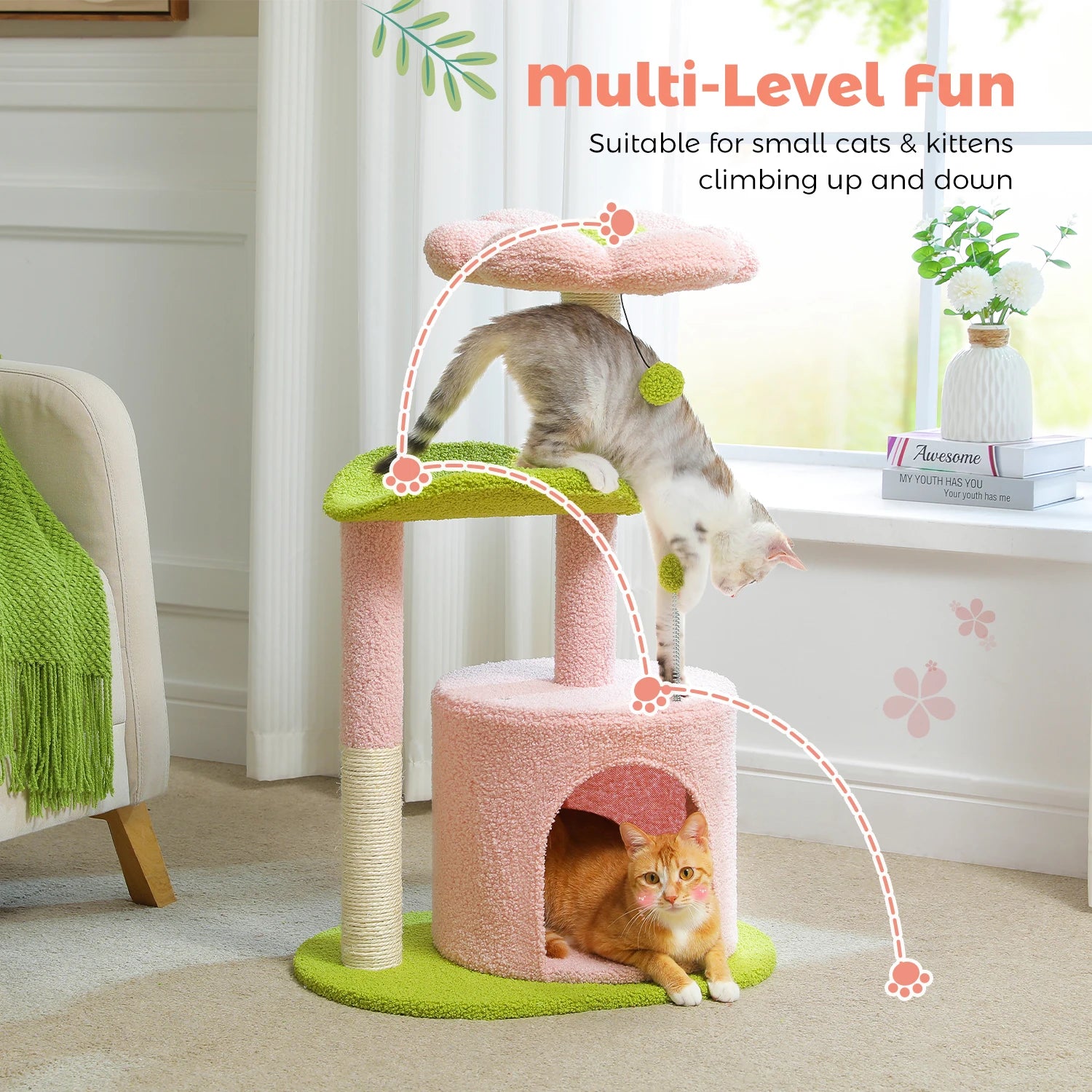 Small Cat Tower with Sisal Scratching Post