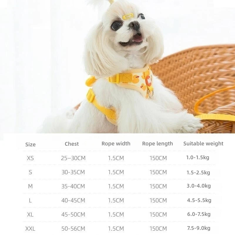 Cartoon Duck Pet Harness and Leash Set