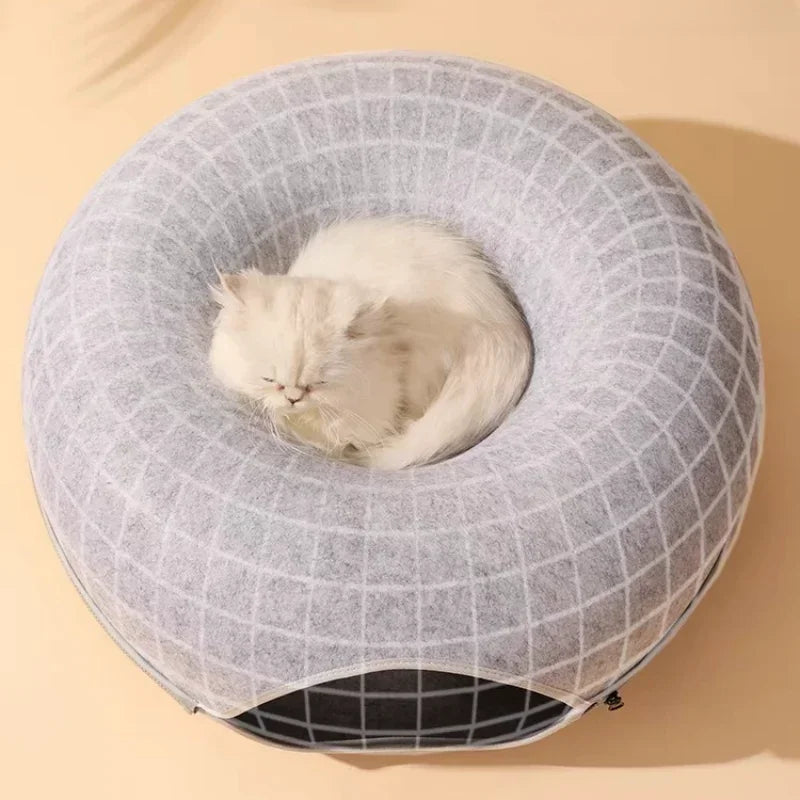 Double-Layer Felt Cat Nest and Interactive Tunnel