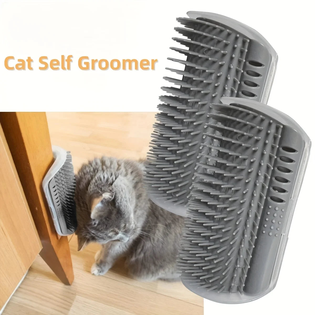 Wall-Mounted Cat Self Groomer with Massage Brush