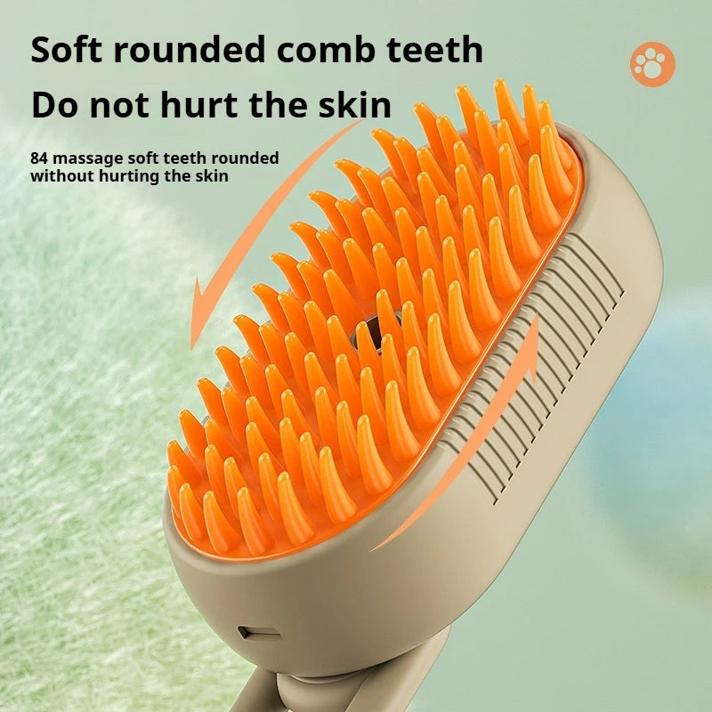 One-Button Spray Comb for Pet Hair Removal and Massage