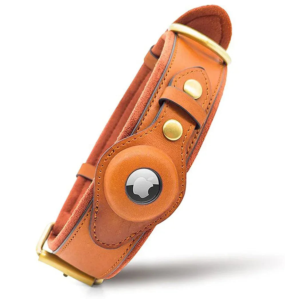 Genuine Leather Airtag Holder for Dog Collars