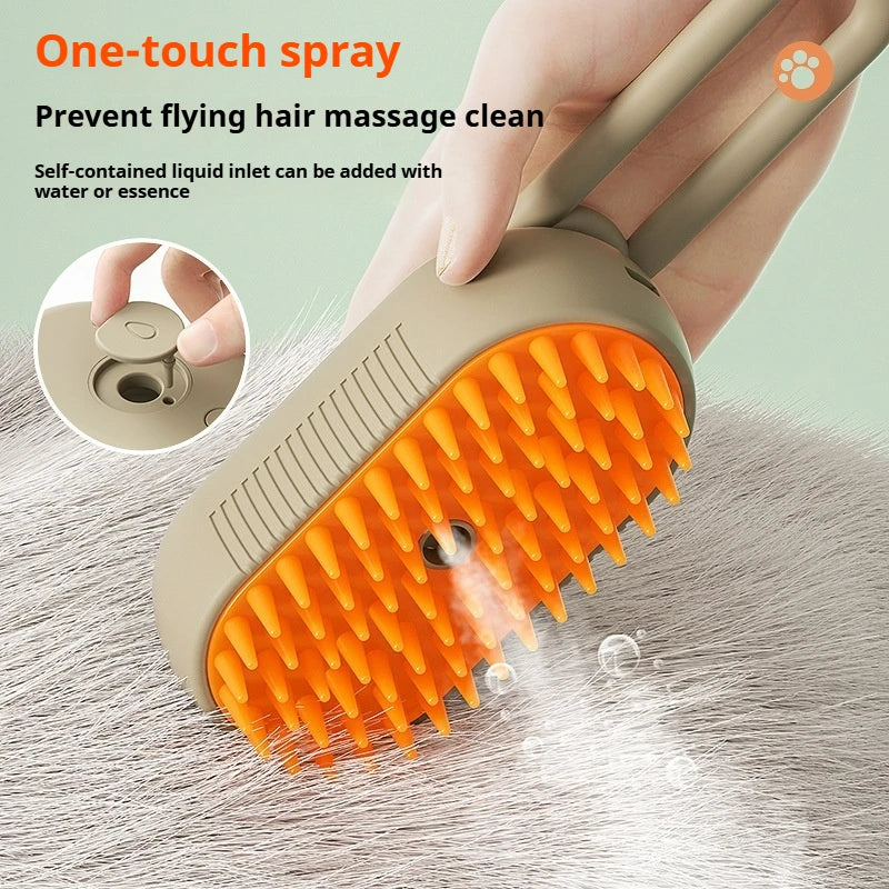 One-Button Spray Comb for Pet Hair Removal and Massage