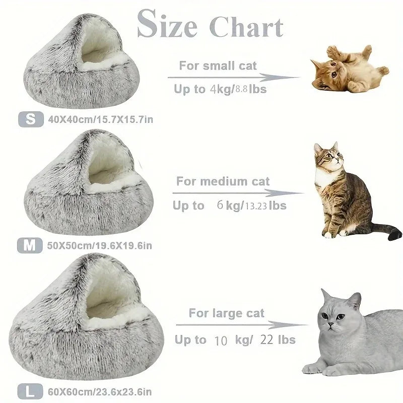 Winter Plush 2-in-1 Cat Bed and Warm Basket