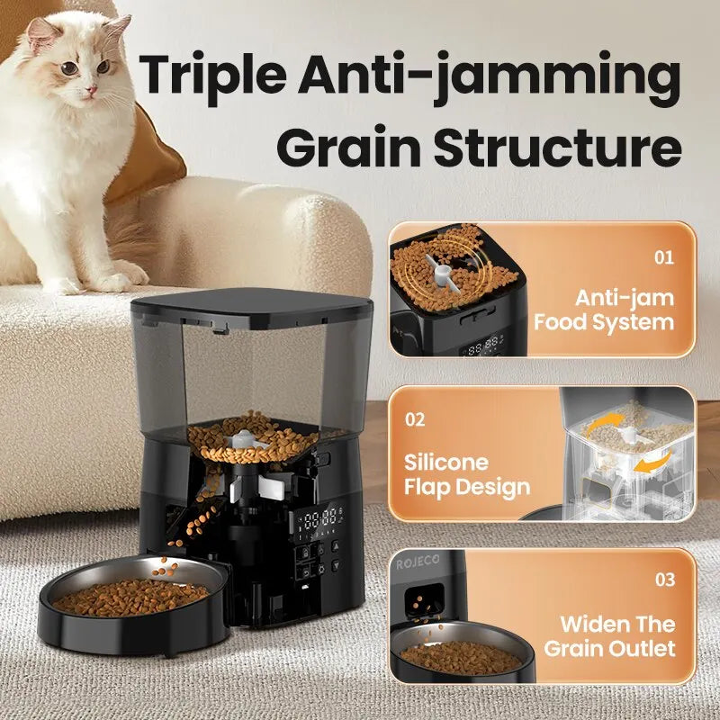 ROJECO Smart Automatic Pet Feeder for Cats and Dogs