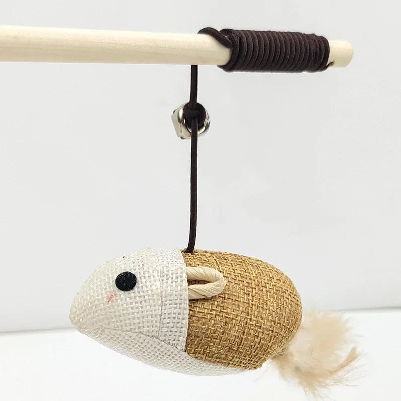 Colorful Feather Teaser Wand Toy for Cats