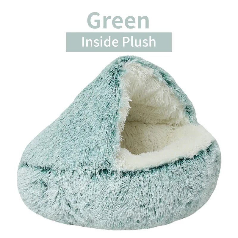 Winter Plush 2-in-1 Cat Bed and Warm Basket