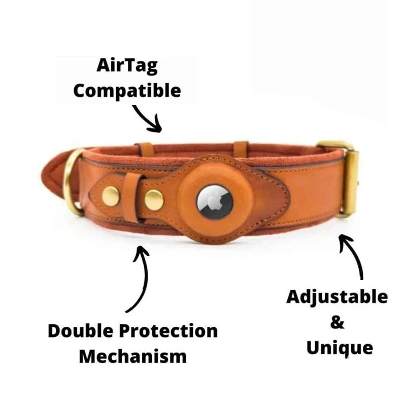 Genuine Leather Airtag Holder for Dog Collars