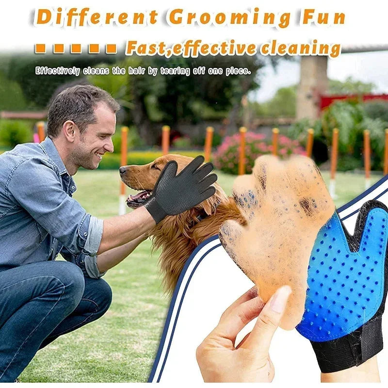 2-Sided Pet Grooming Brush and Bath Glove