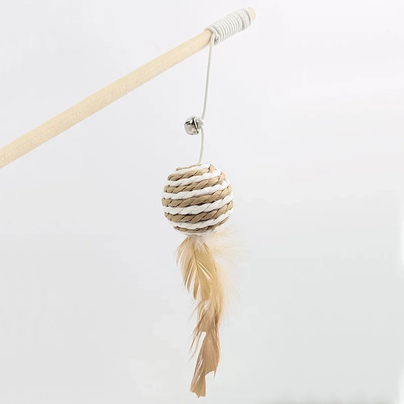 Colorful Feather Teaser Wand Toy for Cats
