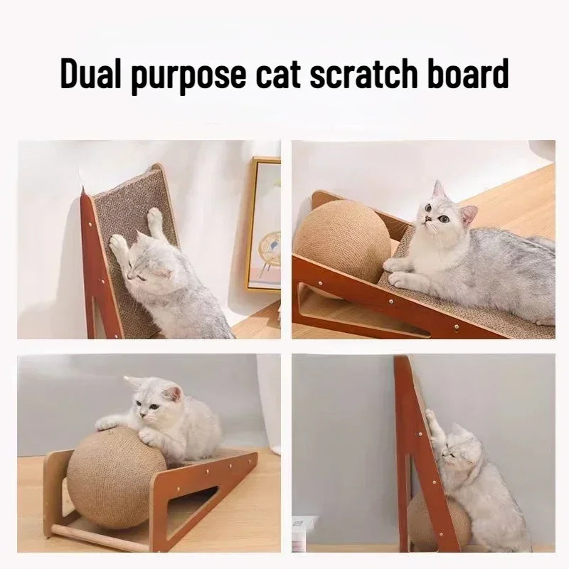Dual Purpose Cat Scratcher Board Sisal Rope Ball