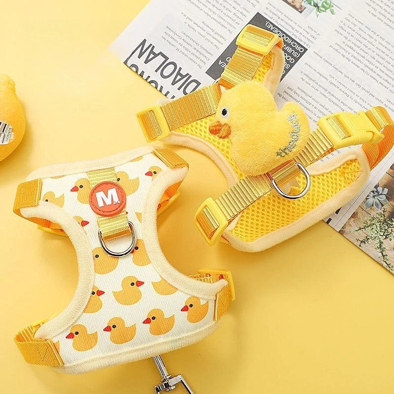 Cartoon Duck Pet Harness and Leash Set