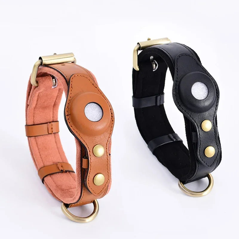 Genuine Leather Airtag Holder for Dog Collars