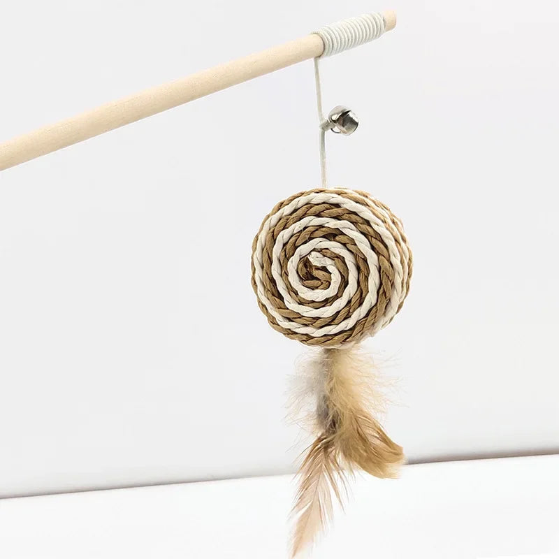 Colorful Feather Teaser Wand Toy for Cats