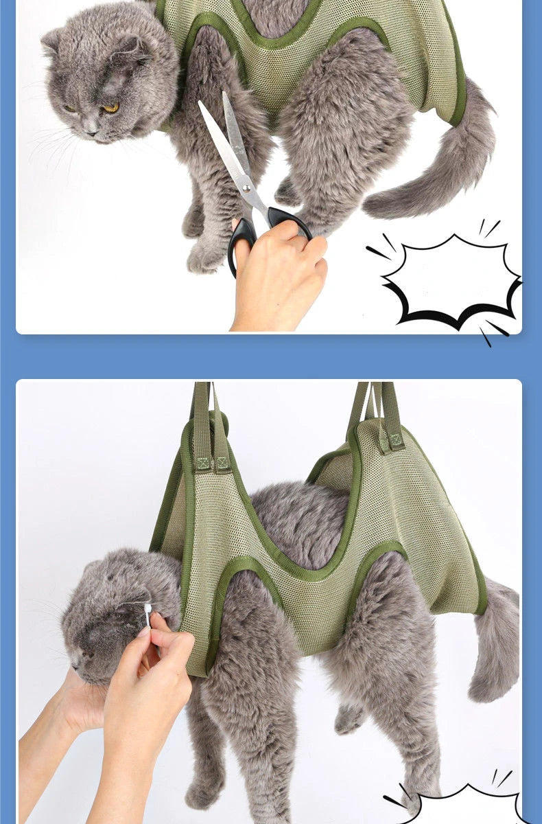 Cat Grooming & Restraint Hammock Set