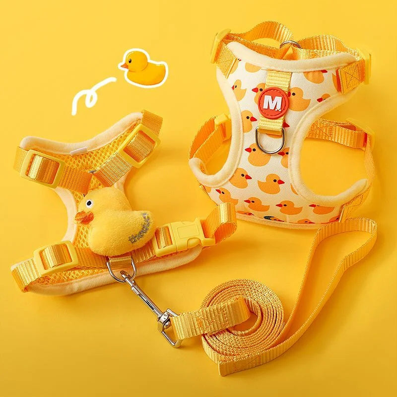 Cartoon Duck Pet Harness and Leash Set