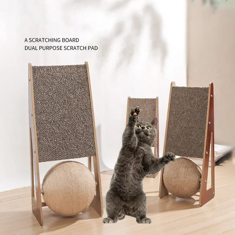 Dual Purpose Cat Scratcher Board Sisal Rope Ball