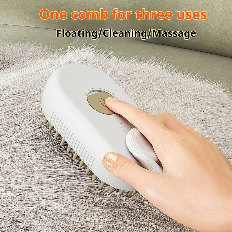 One-Button Spray Comb for Pet Hair Removal and Massage