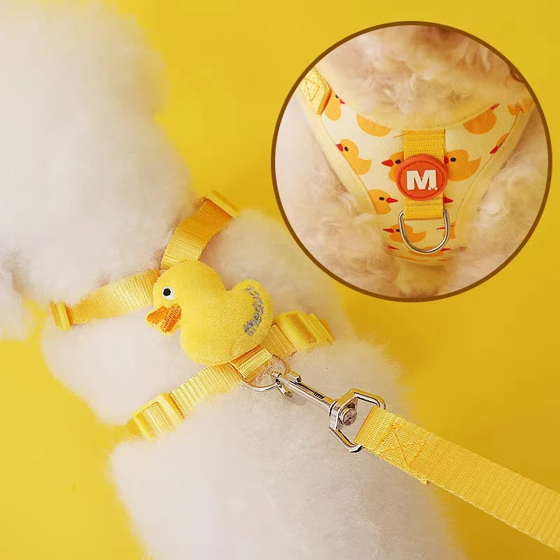 Cartoon Duck Pet Harness and Leash Set