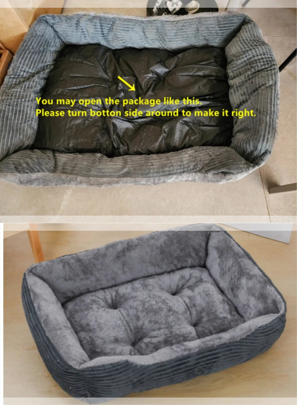 Plush Square Calming Bed for Small Pets